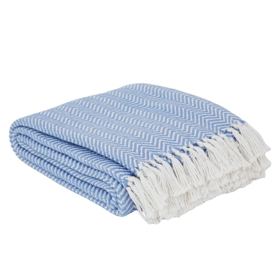 Recycled Cobalt Herringbone Blanket