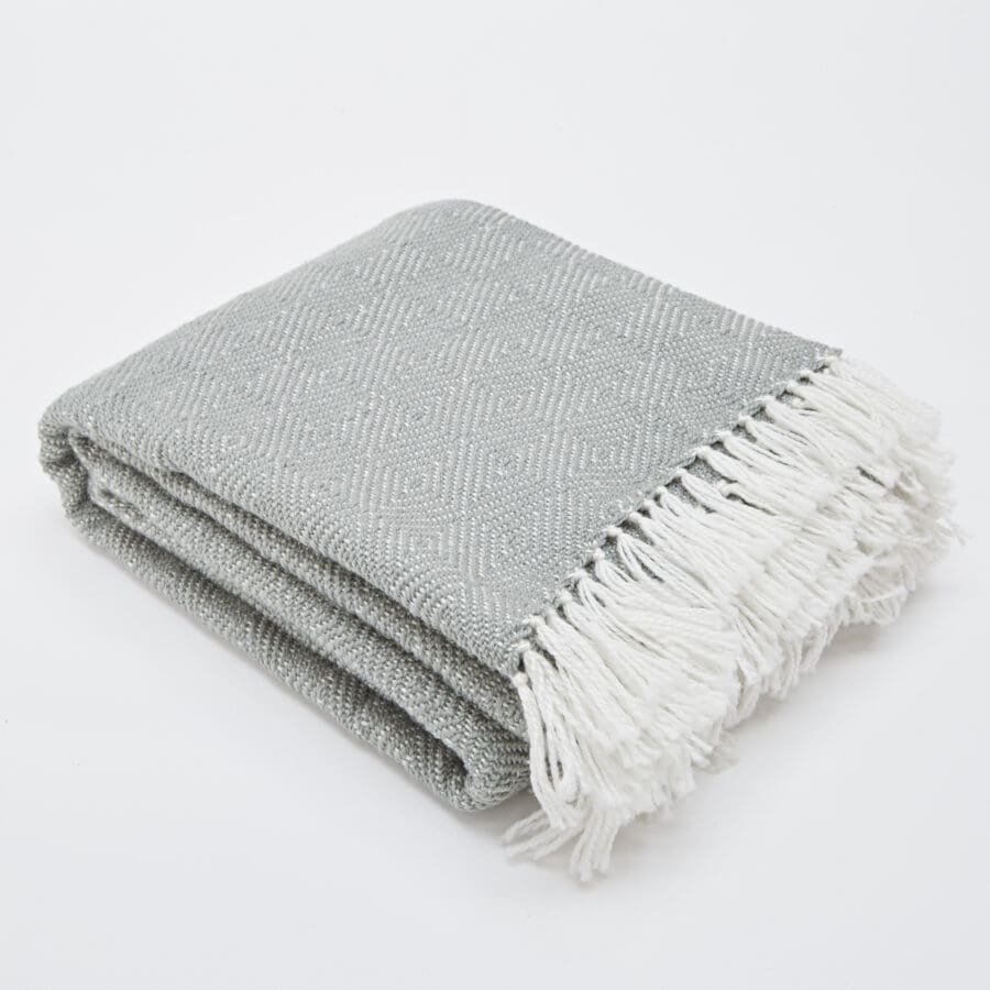 Recycled Dove Grey Diamond Blanket