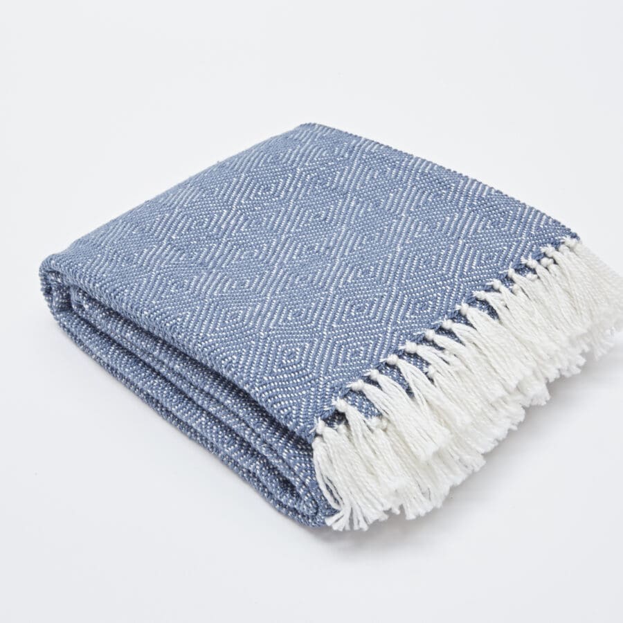 Recycled Diamond Navy Blanket