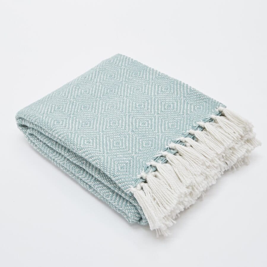 Recycled Diamond Teal Blanket