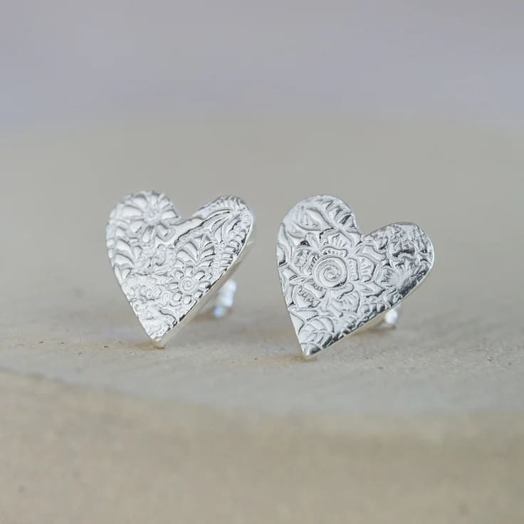 Textured Heart Studs