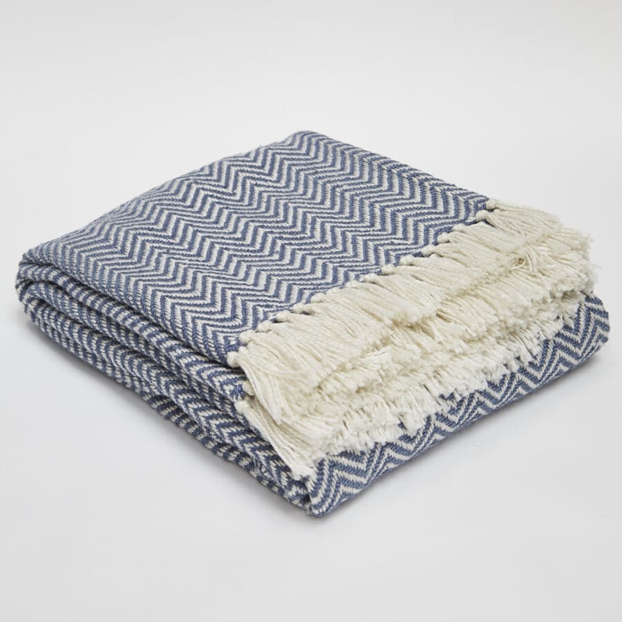Recycled Navy Herringbone Blanket