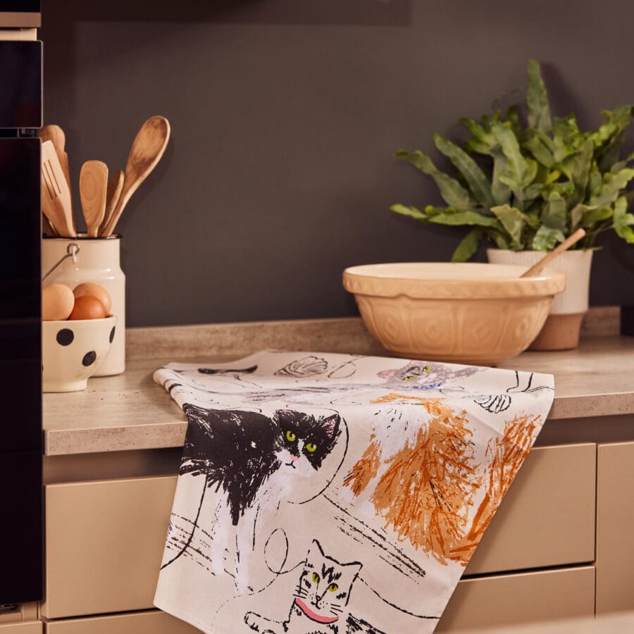 Feline Friends Tea Towel